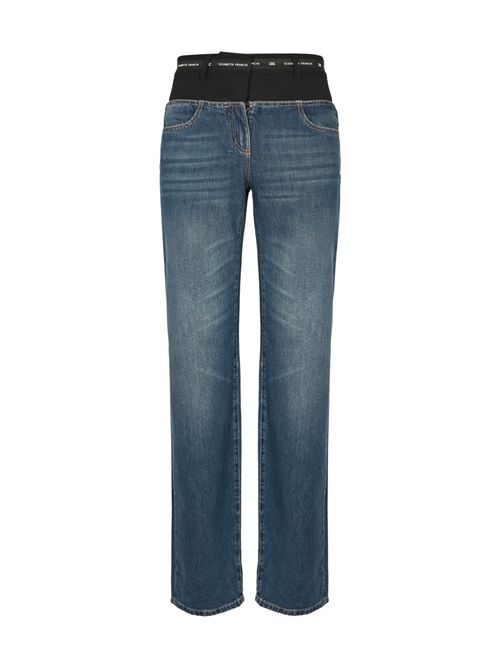 Pantalone in denim con inserto in crepe Elisabetta Franchi | PJ10N56E2EI1